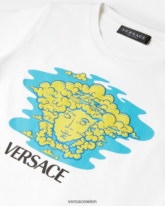 weiß  bedruckt T-Shirt mit Medusa-Logo Versace Kinder Kleidung 8N4XJD2127