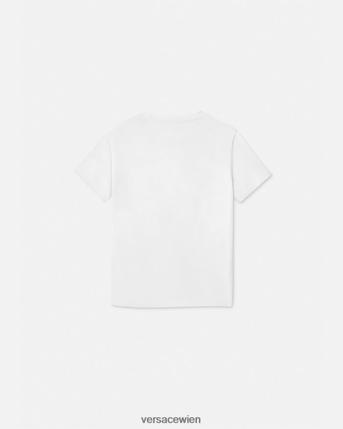 weiß  bedruckt T-Shirt mit Reisebecher-Logo Versace Kinder Kleidung 8N4XJD2018