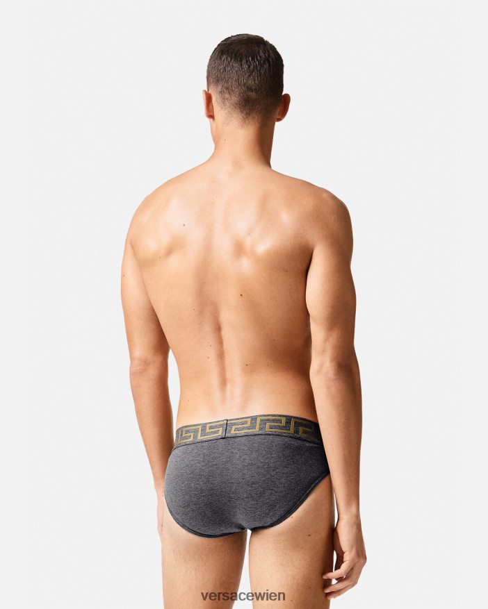weiß  schwarz  grau Slips mit Greca-Bordüre im 3er-Pack Versace Männer Unterwäsche und Strandbekleidung 8N4XJD1779