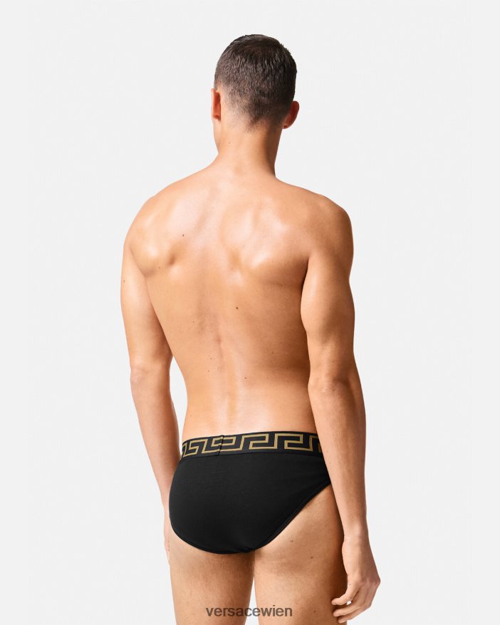 weiß  schwarz  grau Slips mit Greca-Bordüre im 3er-Pack Versace Männer Unterwäsche und Strandbekleidung 8N4XJD1779